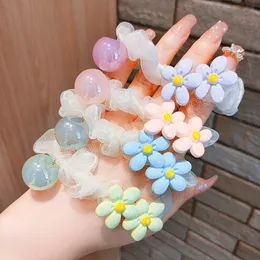 Fashion Candy Color Flowers Chiffon Ponytail Holders Rubber Band Elastic Hair Bands for Women Girl Hair Accessorie Headwear