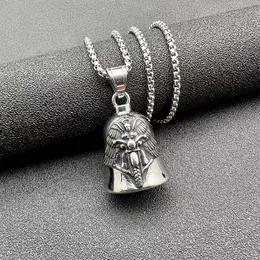 Pendant Necklaces Angel Riding Motorcycle Pattern Bell Necklace For Men Fashion Trend Metal Punk Accessories Jewelry GiftPendant