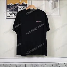 22SS Männer Frauen Designer T-Shirts Paris Sea Wave Stickerei Baumwolle T-Shirt Kurzarm Rundhalsausschnitt Streetwear Xinxinbuy Schwarz XS-L