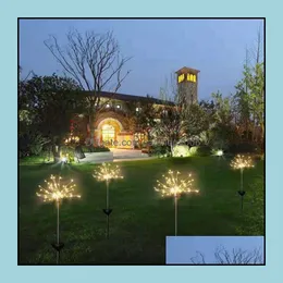 Gartendekorationen Patio Lawn Home Ll Solar Fireworks Lichter 120 LED -Saitenlampe wasserdicht im Freien DHWW4