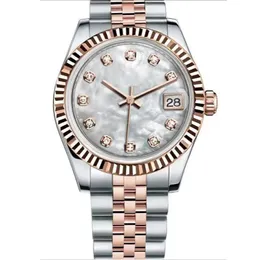 Relógio mecânico automático feminino Diamante de aço inoxidável Diamante de ouro rosa Dial de ouro 31mm 31mm