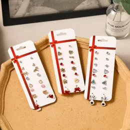 Stud 8pcs/set Christmas Earrings Jewelry Accessories Set Cute Santa Claus Snowman Tree Bell Gifts For Women Girls KidsStud