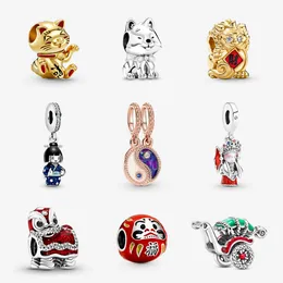 Charm-Anhänger aus 925er-Sterlingsilber, japanischer Akita-Inu-Hund, Puppe, passend für Pandora-Armbänder, DIY-Schmuckzubehör
