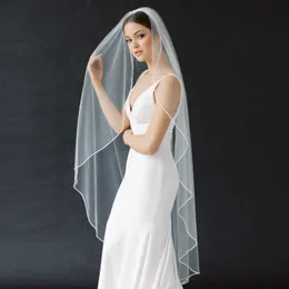 Pieces de cabeça v14 véu de casamento véu de lápis curto simples véus de noiva simples um laye elegante rochii long with pente macio single chheedpieces