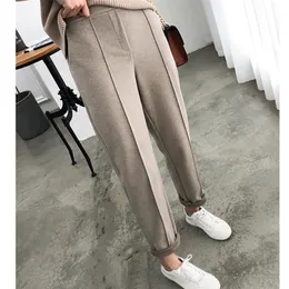 HLBCBG Winter Thicken Women Pencil Pants Plus Size Wool Pants Female Autumn High Waist Loose Trousers s Good Fabric LJ201029