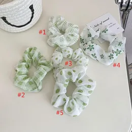 Fashion Green Series Scrunchies Women Girls Hair Band Rope Spring Summer Ponytail Holder Circle Elastic Hair Ring Accessories 2022 647