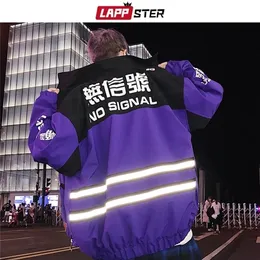 Lappster Men Streetwear Reflective Jackets Windbreaker Mens Harajuku Patchwork Hip Hop Jackets Vintage Cargo Bomber Jackets 201218