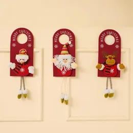 Frohe Weihnachten Türhänger Anhänger Knopf Weihnachten Vliesstoff Türen Griff Kleiderbügel Schild für Urlaub Party Home Decor 50 Stück