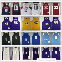 Retro Basketball Jersey 42 degno maglia 24# 8# 44 Jerry Artest West White Blue Black 1996-1997 2003-2004 Cucite
