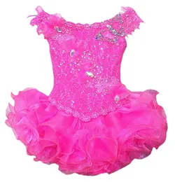 Flickans klänningar Little Baby Girls Short First Pagenant Dance Ball Balls With Lace och pärlor Toddler Ruffled Birthday Infant Festival Dresses