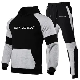 Męskie dresy SpaceX Space X Logo 2022 Męskie jesienne i zimowe drukowane Casual Sportswear Spodnie z kapturem Dwuczęściowe swetry Garnitury męskie