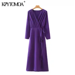 Women Fashion With Bow Tied Pleated Cozy Midi Dress Vintage V Neck Long Sleeve Female Dresses Vestidos Mujer 220526