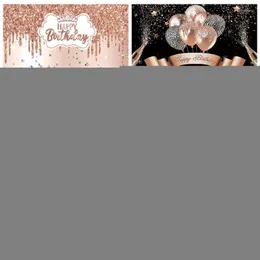 Party Decoration Black Gold Birthday Bakgrund Banner Glitter Po Booth Backdrop Hanging Flag 30 40 50th Decoration Party