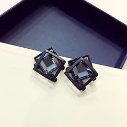 Stud Design Fashion Jewelry Simple Black Crystal Metal Earrings Aretes De Mujer Modernos 2022Stud