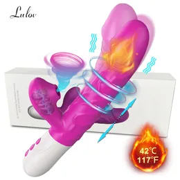 Vibratori di spinta del coniglio Giocattoli sexy femminili per le donne Stimolatore del pollone del clitoride Riscaldamento Dildo Merci Adulti Succhiare macchina