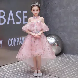 Güzel Allık Pembe Çiçek Kız Elbiseler Düğün için 2022 Cap Sleeve Jewel Boyun Prenses Çocuk Parti Abiye Dantel Aplikler Kız Elbise ile
