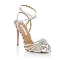 Sommarmodemärken Celeste Sandals Elegant Women Bridals Wedding High Heels Lady Crystal Strappy Leather Pumps With Box EU 35-43arious Styles