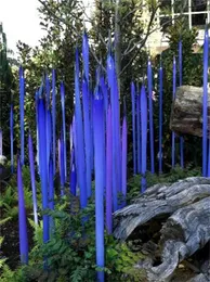 Lampadaires Magnifiques Roseaux En Verre De Murano Style Soufflé À La Main Lance Pour Jardin Art Décoration Bleu SculptureFloor