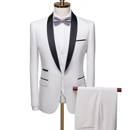 男性秋の結婚式のパーティースリーピースジャケットズボンセット大規模5xl 6xl男性ブレザーコートパンツベストファッションスリムフィットスーツ220817