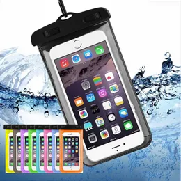 DHL8 Color Outdoor PVC Plastic Dry Case Waterproof Bag Bumpers Sporttelefonskydd universella telefoner Fall för smartphone 4.7 "5.5"