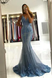 Sparkle Paillettes Pizzo Abiti da sera a sirena Sexy scollo a V Basso senza schienale Perline Appliques Abiti da sera lunghi Occasioni formali Prom Wears BC10681