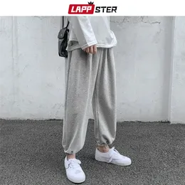 Lappster Men Solid Cotton Harem Pants Mens 한국 패션 Harajuku Joggers 바지 부부 느슨한 검은 색 캐주얼 땀 바지 201128