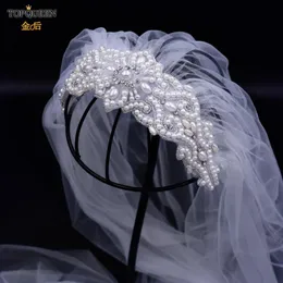 Headpieces vs26a casamento véu de noiva pérolas de cristal com borda de strass véus frisado blingheadpieces
