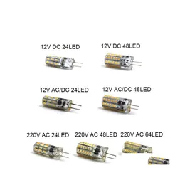 Светодиодные лампочки G4 BB Mini Corn DC12V AC/DC12V 220V 24LED/48LED/64LED COLD/Теплый белый 1 Вт может заменить галоген.