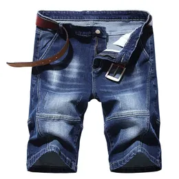 Dunkelblaue Sommer-Stretch-Jeansshorts für Herren, klassischer Stil, modisch, lässig, schmale Passform, kurze Jeans, männlich, einfach, gerade, Streetwear