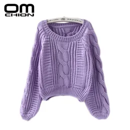 Omchion Çekme Femme 2019 Sonbahar Kış Twist Yumuşak Kadın Kazak ve Külep Fener Kılıf Kısa Kazak Gevşek Jumper T200319