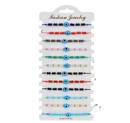 12 pz/lotto Colorful Evil Eye Braccialetti di Perline Fatti A Mano Corda Intrecciata Buona Fortuna Nazar Amuleto Braccialetto Fortunato Gioielli Simbolo Religioso Turco