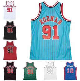 camisa costurada camisa retro cl￡ssica Dennis Rodman Mitchell e Ness Black Red 1995-96 97-98 98-99 Jerseys de basquete Homens Mulheres jovens S-6xl