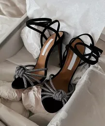 2022 Top Luksusowe marki Celeste Sandals Shoes !! Eleganckie Kobiety Kryształy Strappy Lady Wysokie Obcasy Letnie Bridal Wedding Party Footwear EU35-43