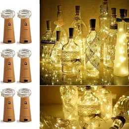 Dizeler LED 6pcs/Lot 0.75m 1m 2m Cork Işıkları Düğün Pil Şarap Şişesi Dize Cam Mason Kavanoz Peri Açık