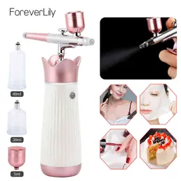 Dual Action 0.3mm Mini Air Compressor Kit Airbrush Paint Spray Gun For Nail Art/Make Up/Painting/Face Skin Replenation Tool 220517