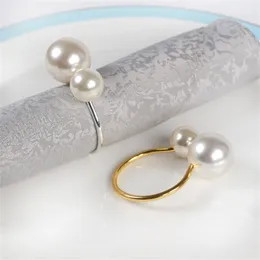 12pcs/lot Creative personality metal napkin ring the toast button ring napkin western buckle napkin ring pearl meal T200524