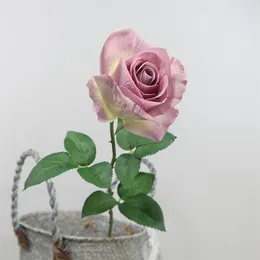 3PCS Simulation Flowers Feel Moisturizing Rose Single Branch Diana Simple Desktop Decoration Ornaments Wedding Holding Flowers Floral