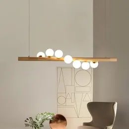 Lampy wisiork Nordic Wood Light Lampa Modern LED Creative Jading Table japońskie światło wielowłótnie kulki Cl33106Pendant