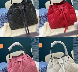 Borse a tracolla Disegna cordoncino Borsa a secchiello multicolore Borsa da donna Colore puro Metallo semplice Hardware di alta qualità Rombo Morbido vera pelle Temperamento di alta classe