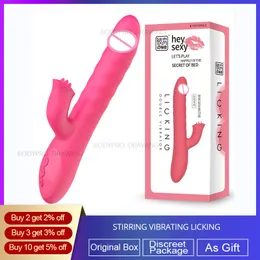 DRAIMIOR New Rabbit Dildo Vibrator for Women Tongue Licking clitoris Telescopic Swing Vibrators For Adult sexy toys