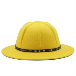 Cappello Fedora Stile Secchiello per Donna Uomo Cappello a Tesa Larga per Protezione Solare da Viaggio all'aperto Cappello da Donna in Feltro a Cupola per Feste