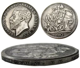 UF (86) Gran Bretagna Giorgio V argento Proof Pattern Crown Craft 1910 Placcato argento Lettera Edge Copy Coin produzione di stampi in metallo