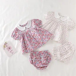 Baby tjejer kläder uppsättning blomma t-shirt + pp shorts sommar född spädbarn kläder kostym 220326