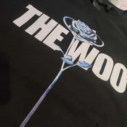 Männer und Frauen T-Shirts The Woo T-Shirt Print Hip Hop Kurzarm Rundhals Loose Rose Cotton T-Shirt