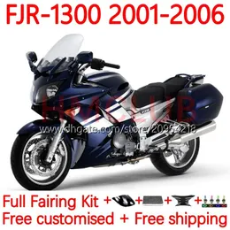 OEM-karosseri för Yamaha FJR-1300 FJR 1300 A CC FJR1300A 01-06 MOTO BODYS 36NO.7 FJR1300 01 02 03 04 05 06 FJR-1300A 2001 2002 2003 2004 2005 2005 FAIRING KIT MARK BLÅ