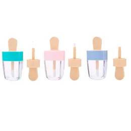 Packing Bottle DIY Flat Lip Gloss Tube Empty Transparent Tube Creative Popsicle Style With Inner Plug Refillable Portable Cosmetic Packaging Container 8ml