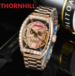 Президент полый призрак череп мужчин смотрит полный нержавеющая сталь автоматический механический водонепроницаемый дизайн высококачественный браслет Orologio di lusso наручные часы