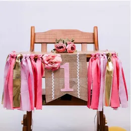 Decorazione per feste Baby First Birthday Pink Chair Banner di alta qualità ONE Year 1st Boy Girl Bunting SuppliesFesta