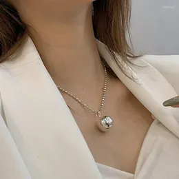 Chains MEYRROYU Sterling Silver Big Ball Pendant Necklace For Women 2022 Fashion Clavicle Chain 925 Jewelry Party Cadena Hombre Adjust