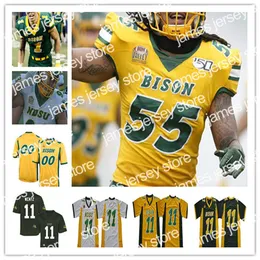 New Custom 2021 College North Dakota State NDSU Bison Football Jersey Zeb Noland Ben Ellefson Jaxon Brown Trey Lance 11 Wentz Aaron Mercadel 4XL